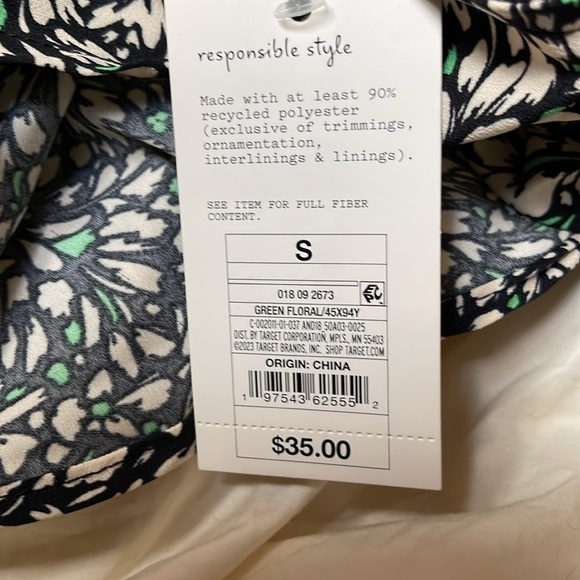 A New Day Women's Crepe Short Sleeve Midi Dress Green Floral multiple sizes - Picture 5 of 5